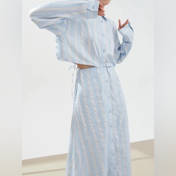 MOUSSY PENELOPE STRIPED BUTTON UP DRESS maxi‎ SIZE Small - Picture 5 of 16